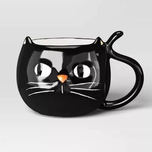 🆕🐈‍⬛Hyde & EEK! Boutique 15.5 oz Halloween Stoneware Figural Black Cat Mug